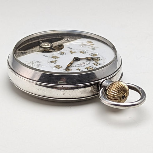 【整備済】1918年 アンティーク ヘブドマス 8日巻懐中時計 純銀ケース